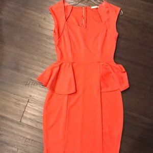 Coral Peplum dress